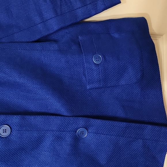 Talbots Collarless Lined Linen Button Front Blazer Blue Size 8 - Picture 4 of 7